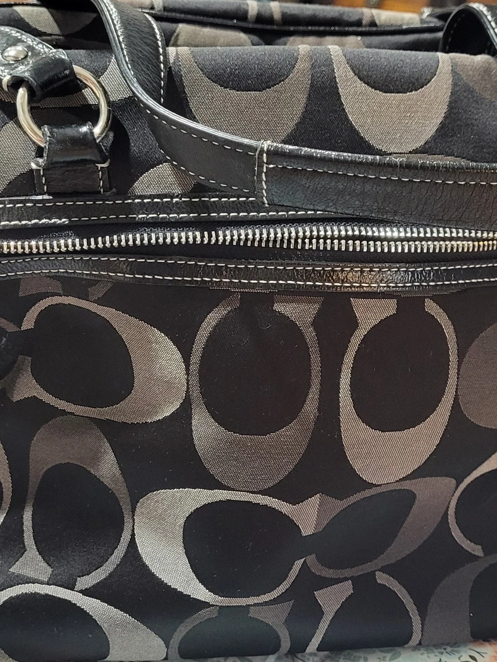 Coach Black and Gray Signature Tote